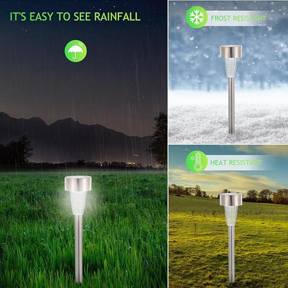 Veemoon Solar Stake Lamp Outdoor Garden Light for Lawn and Yard, White LED Solar Pathway Light with Ground Spike, Solar-Powered Landscape Lighting for Patio and Garden