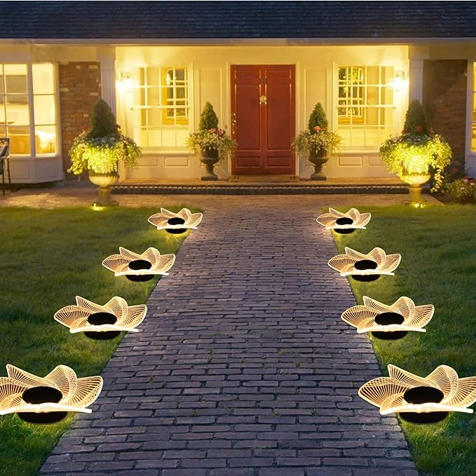 Solar Ground Flora Lights Outdoor,Solar Ground Lights for Yard, Wall, Deck, Garden, Pathway Garden Decor Gifts for Women Men Mom Grandma (Warm White)