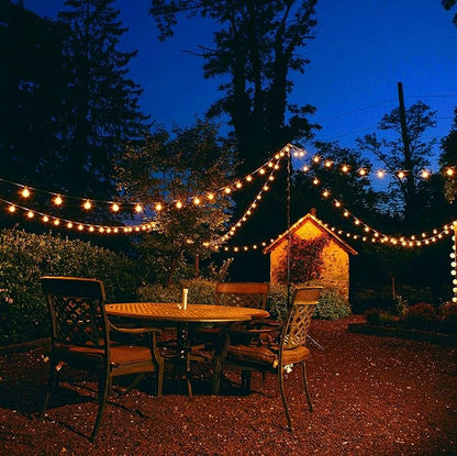 Vocevos Outdoor String Lights 200FT 2-Pack LED Outside Waterproof Patio Lights Backyard Heavy-Duty Shatterproof Plastic G40 Bulbs 0.6W Efficient Connectable Globe Light Decor Yard Café Exterior