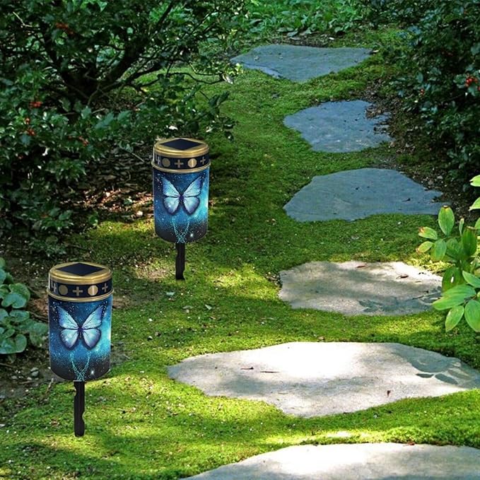Blue Butterfly Solar Garden Stake Lights Auto On/Off Solar Pathway Lights Landscape Decoration Lights for Birthday in Heaven Mother Day Fathers Day Memrial Day