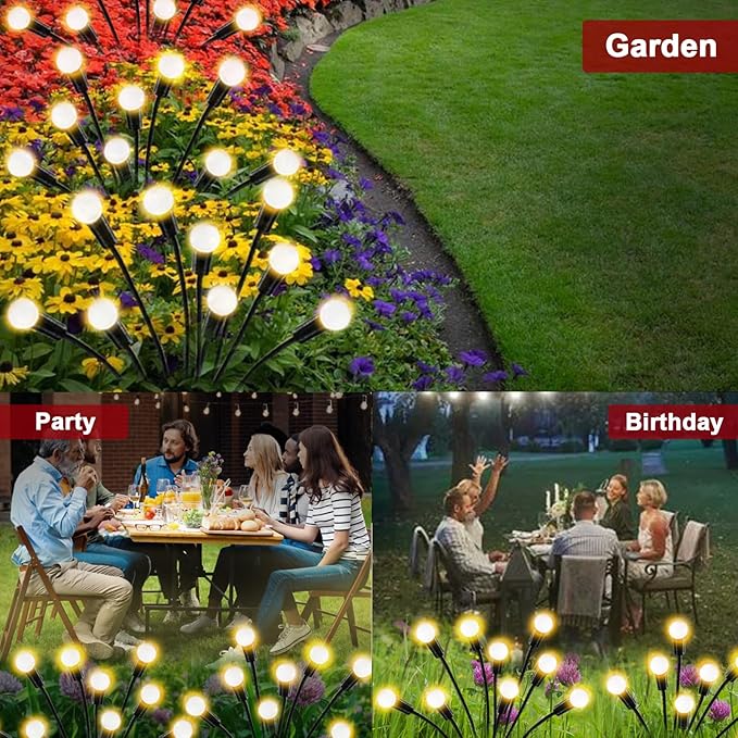 Solar Pathway Lights Outdoor, 4 Pack Solar Powered Landscape Path Lights, Upgraded IP65 Waterproof Auto On/Off Solar Garden Lighting for Path Walkway Yard Lawn (Firefly Lights)