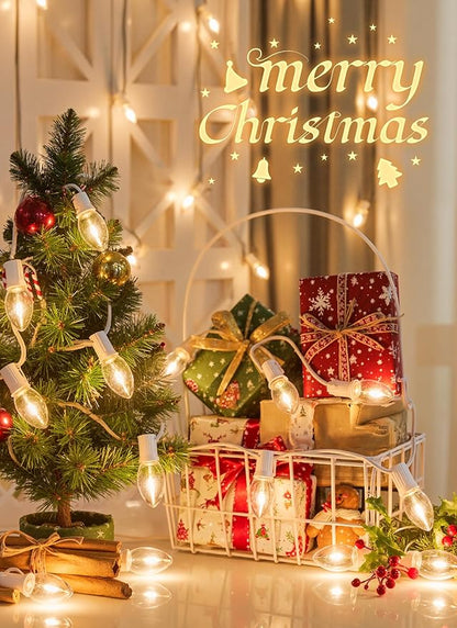 Vintage C9 LED Christmas Lights Outdoor, 50Ft C9 String with 50 Shatterproof Colorful Bulbs, Waterproof Connectable Christmas Tree Lights for Roofline Holiday Garden Party Xmas Decorations