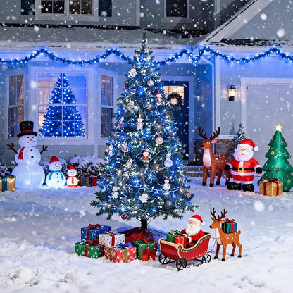 JMEXSUSS Connectable Blue and White Christmas Lights, 8 Modes 100 LED Twinkle String Lights Indoor, Clear Wire Plug-in Christmas String Lights Outdoor Waterproof