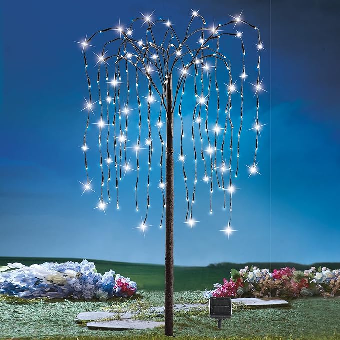 Collections Etc. LED Solar Willow Tree, Outdoor Solar Tree with Colorful Solar-Powered Lights with Adjustable | Lumora
