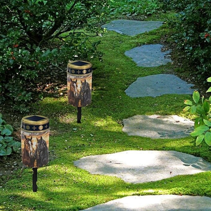 Horses Printed Outdoor Solar Garden Lights,Waterproof Solar Outdoor Lights,Solar Stake Lights for Cemetery Grave Garden Patio Yard Lawn Decoration