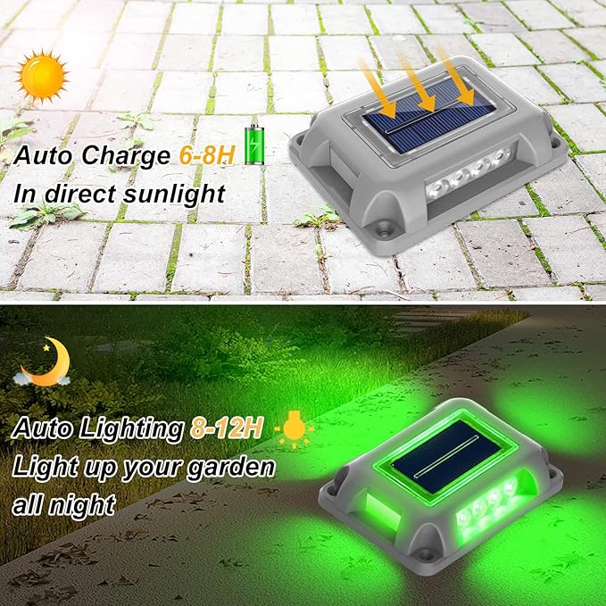 T-SUN Solar Deck Lights 24 Pack Driveway Solar Lights Outdoor Halloween LED Dock Light IP65 Waterproof Ground Deck Light for Sidewalk Step Garden Pathway