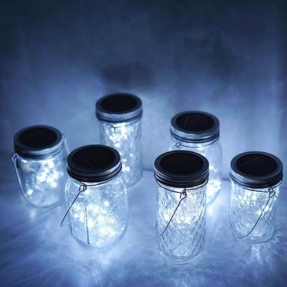 30LED Solar Mason Jar Lights, 8 Pack Jar Lid String Lights (No Jars), Waterproof Fairy Firefly Light for Garden, Patio, Outdoor, Yard, Lawn Decor(Cool White)