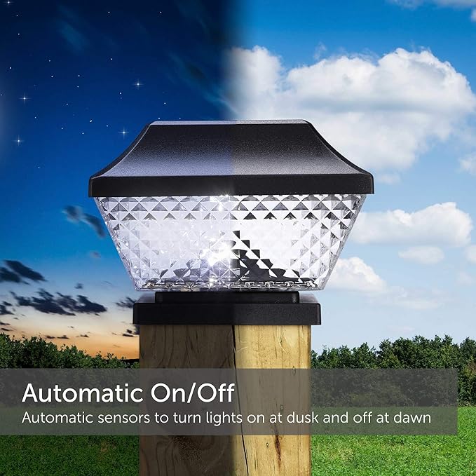Solar Post Lights | Waterproof Outdoor Cap Lights for 4 x 4 Wooden Posts, Deck, Patio Garden Décor or Fence | Warm | Lumora