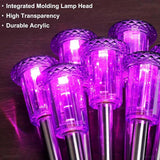 DenicMic Solar Lights Outdoor 10 Pack Waterproof Purple LED Stainless Steel Stake Outside Lights for Yard Pathway | Lumora