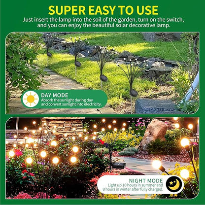 Solar Lights Outdoor Waterproof 2 Pack of 16 LEDs Garden Patio Firefly Decoration Unique Gifts Women Grandparents