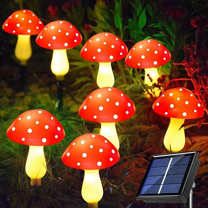 RCFINE Solar Outdoor Lights Set of 8 Solar Mushroom Lights with 8 Modes Waterproof Garden Mushroom Lamp Outside | Lumora