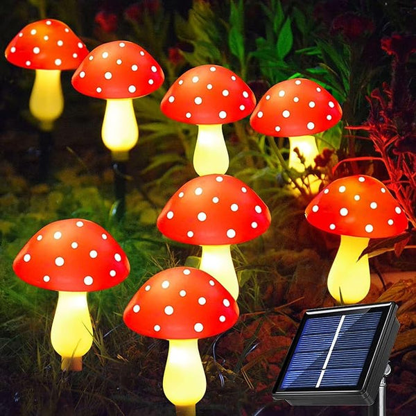 RCFINE Solar Outdoor Lights Set of 8 Solar Mushroom Lights with 8 Modes Waterproof Garden Mushroom Lamp Outside | Lumora
