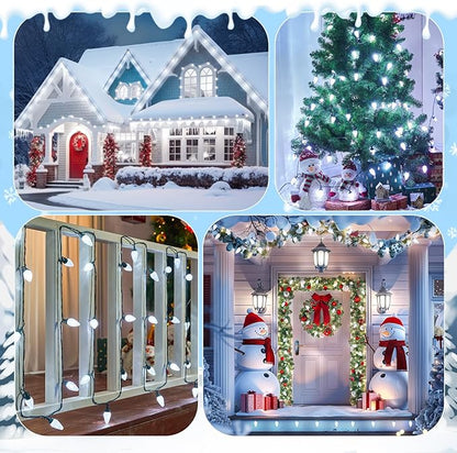 Brightown 2 Pack Total 132ft 200LED Outdoor C9 LED Christmas String Lights, Plug-in Connectable Waterproof Roofline String Lights for Outside Christmas Holiday Decor