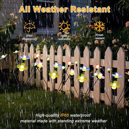 Solar Flower Lights Outdoor Waterproof 6 Pack of 32 LEDs Garden Solar Firefly Lights Decorative for Garden, Yard, Backyard