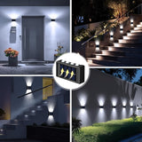 8 Pack Solar Wall Lights for Outside 6000K Cold Solar Fence Lights Up and Down LED Autumn Outdoor Decorative | Lumora