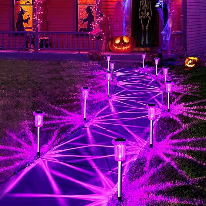 Christmas Solar Lights Outdoor 10 Pack Solar Pathway Lights Outdoor Halloween Decorations Waterproof Yard Lighting | Lumora