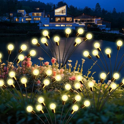 New Upgraded Solar Garden Lights, 6 Pack 48 LED Solar Firefly Lights Outdoor Waterproof, Solar & USB charging, 19 Modes Timer Swaying Light for Yard Pathway Patio Landscape Outdoor Decoration Lights