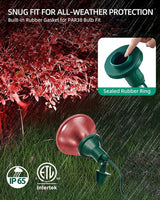 Outdoor Flood Light Holder with Ground Stake, Plug-in Waterproof Spotlight Fixture, PAR38 Compatible, E26 Socket | Lumora