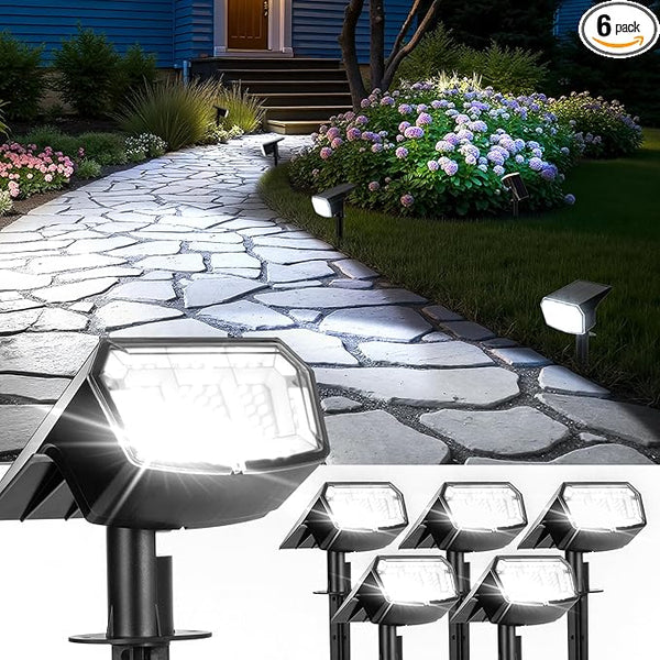 Solar Spot Lights Outdoor IP67 Waterproof 6 Pack, 63 LED 3 Modes Solar Landscape Spotlights for Yard Garden Pathway | Lumora