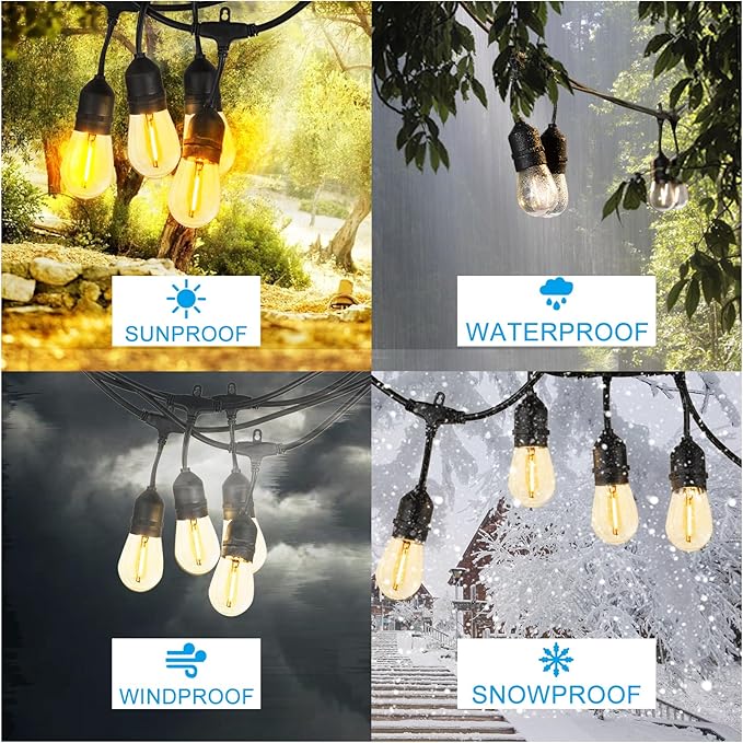 Lightdot 96FT Outdoor RGB String Lights - Dimmable Color Changing LED Patio Lights with Remote, Waterproof | Lumora