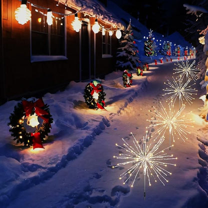 Twinkling Starburst Christmas Tree Star Topper Fairy Light 20 of 120 LED Lights Twinkle with Hook Hanging for Home Winter Party Christmas Tree DIY Decor for Garden Yard Patio Path Silver