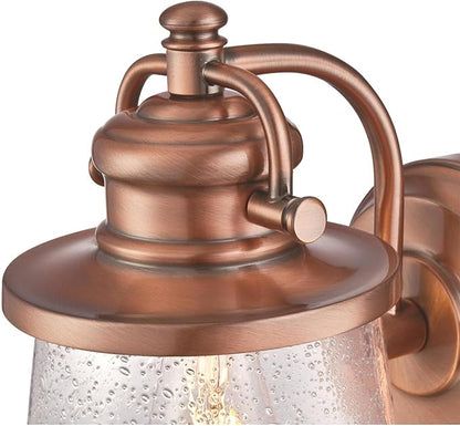 Westinghouse 6361000 Emma Jane One-Light, Washed Copper Finish with Clear Seeded Glass Outdoor Wall Fixture, White