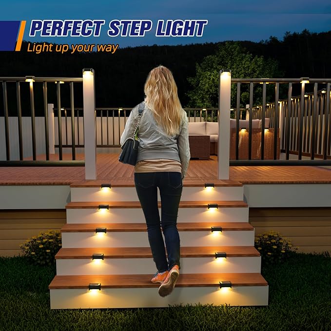 APONUO Solar Deck Lights 24 Pack Black, Solar Lights Outdoor Waterproof for Step, Fence, Patio, Stairs,Garden and | Lumora