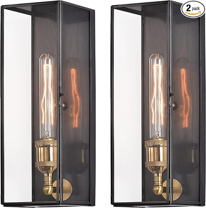 c cattleya Outdoor Wall Lanterns Set of Two, Solid Brass Waterproof Exterior Light Fixtures, Front Porch Lights Outdoor Sconces Wall Lighting for House Patio Yard Garage Hallway Entrance