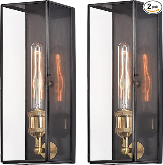 c cattleya Outdoor Wall Lanterns Set of Two, Solid Brass Waterproof Exterior Light Fixtures, Front Porch Lights Outdoor Sconces Wall Lighting for House Patio Yard Garage Hallway Entrance