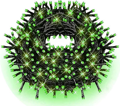 Christmas Decorations Outdoor 33ft 100LED Green String Lights, 8 Lighting Modes, Waterproof Fairy Lights for Christmas Party, Patio, Yard, Christmas Connectable up to 6 Sets（Black Wire-Green）.