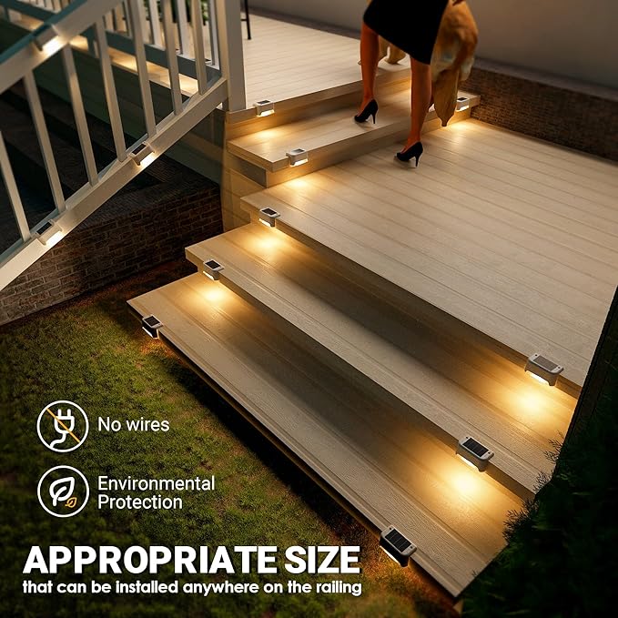 SOLPEX Solar Fence Lights Outdoor 20 Pack, Solar Step Lights Waterproof Led Solares Light for Outdoor Stairs, Deck | Lumora