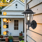 GRUENLICH Dusk to Dawn Outdoor Wall Sconce, Exterior Front Porch Lighting with Clear Glass, Black Aluminum Outside | Lumora