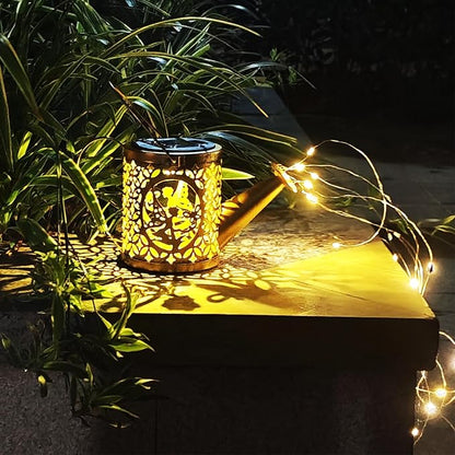Solar Watering Can Lights, Outdoor Garden Decor,LED Waterproof String Light,Metal Vintage Fairy Tale Lamps Outside,Solar Lantern with Shepherd Hook for Lawn Yard Path (Fairy)