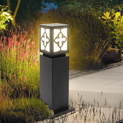 Landscape Path Lights 24" IP65 Waterproof Bollard Lights, Heavy Duty Steel Stable Widened Base E27 Lamp Holder, Modern Outdoor Path Lights Bollard for Lawn, Patio, Courtyard, Driveway, Cross 1pack
