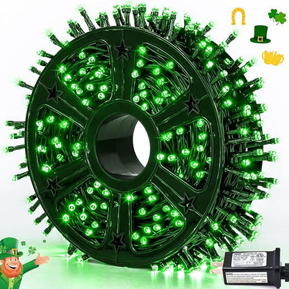 JMEXSUSS 500 LED Green Christmas Lights, 8 Modes St Patrick's Day Lights Outdoor Plug in, 173ft Green String Light for St Patrick's Day Party Xmas Tree Decorations