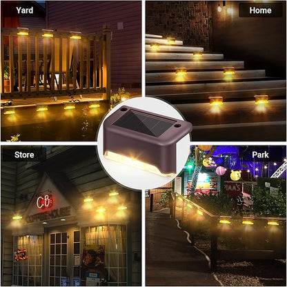 Outus LED Solar Deck Lights Waterproof LED Solar Step Lights Powered Stair Lights for Outdoor Fence Yard Patio Walkway and Pathway