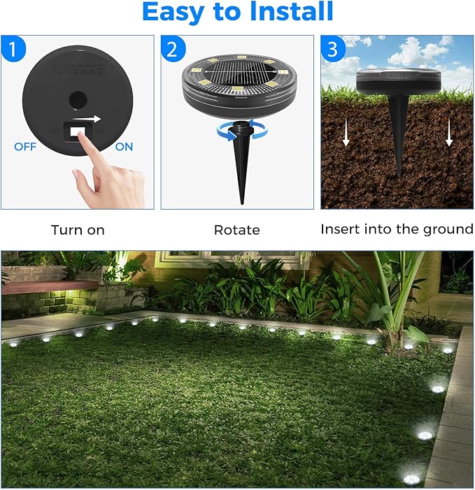 Peasur Mini Solar Ground Lights, 12 Pack Flat Solar Disc Lights Outdoor Waterproof, 2.3 Inch Small Solar Garden | Lumora