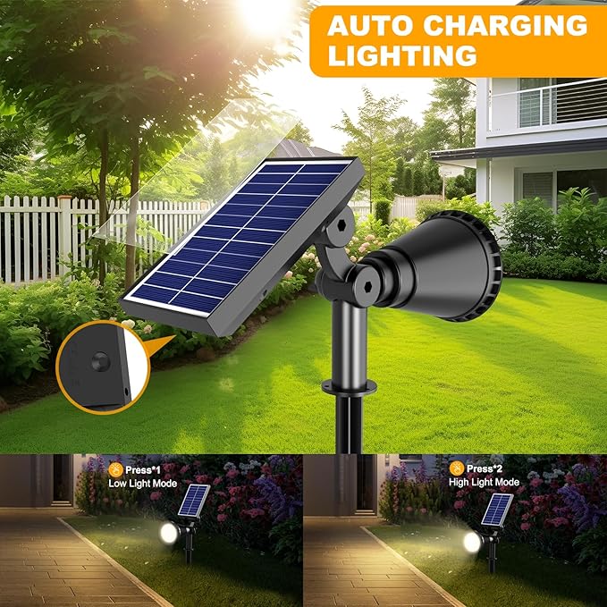 Solar Lights Outdoor Waterproof, 36 LEDs Adjustable Solar Spot Lights Outdoor, 2-in-1 Solar Powered Spotlight | Lumora