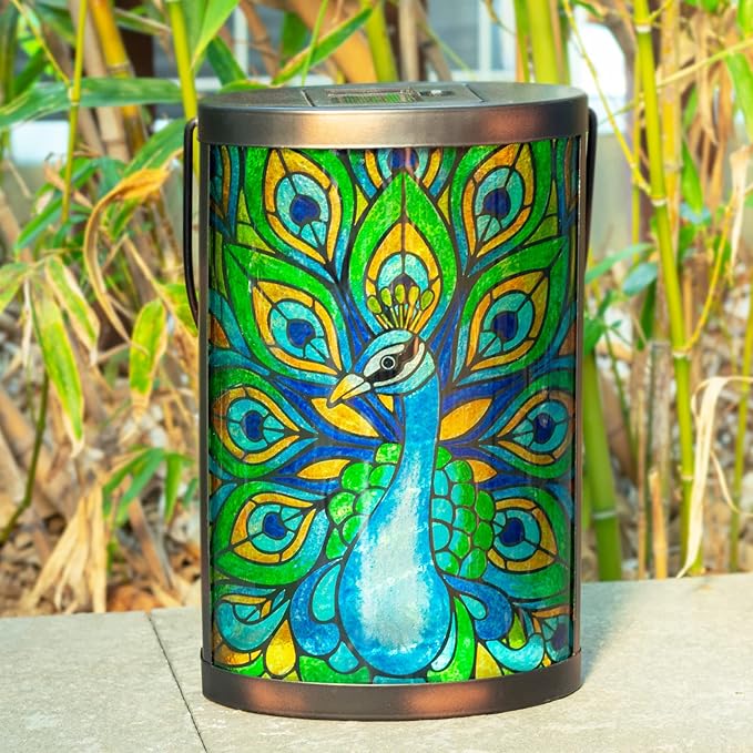 Hanging Solar Lantern Outdoor Waterproof LED Solar Lights Peacock Decorative Solar Lanterns Tabletop Lamp for | Lumora