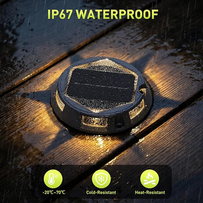 AGPTEK 5 in 1 Solar Driveway Lights Outdoor with Ground Spikes, IP67 Waterproof Solar Lights with 5 Modes (Blue/White/Warm/Mixed/Flashing) for Deck, Stairs, Pathway, Garden, Patio(Hexagon, 12 Pack)