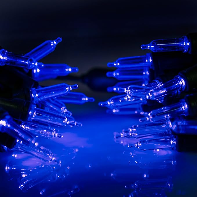Pro Christmas T5 LED Christmas Lights - 70 Count Classic 5mm String Light Set - Professional Grade Indoor/Outdoor Commercial Holiday Lights for Trees, Bushes, & Décor - Blue