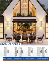 TENGXIN 2 Pack Outdoor Wall Light,Up Down Modern Exterior Wall Sconce with Stainless Steel Cylinder,Brushed Nickel | Lumora