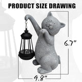 Cat Solar Garden Statues,Resin Cat Figurine Decorations with Solar Lights Lantern, Outdoor Figurines Lawn Cats | Lumora