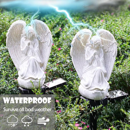 SmilingTown Solar Garden Lights Resin Warm White LED Figure Waterproof Decorations with Stake for Outdoor Yard Pathway Outside Patio Lawn Decor 2 Pack (Angle)