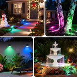 Solar Color Changing Spot Lights Outdoor Waterproof IP65, [8 Pack/32 LED/7 Modes] 2-in-1 Landscape Spotlights, Auto | Lumora