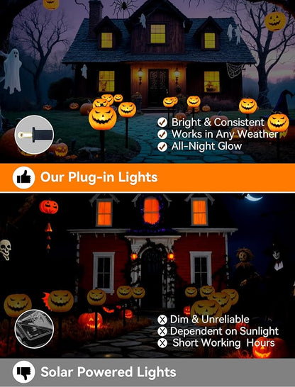 Spooktacular Glow: 5 Pack Plug-in Halloween Pumpkin Pathway Lights