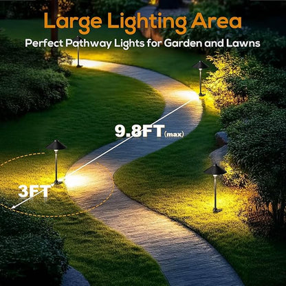 Low Voltage Pathway Lights with Timer, Plug in Landscape Path Lights 4H/6H/8H Timing, 3000K LED Landscape Lighting IP65 Waterproof ETL Listed, Set of 6 Lights Total 18W, Non-Hardwired
