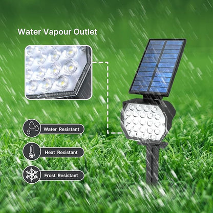 23 LED Solar Spot Lights Outdoor Waterproof, 2 Pack Solar Lights with Optical Lenses, 3 Brightness Spotlight Landscape Lighting, Auto ON/Off Outdoor Solar Lights for Yard, Garden, Lawn, White Light