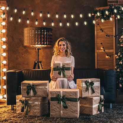 25Ft C7 LED Christmas string Lights, C7 Outdoor Frosted White String Lights with 27 LED Frosted Bulbs, Hanging Vintage Christmas Lights for Christmas Backyard Carnival Patio Wedding Holiday Decoration