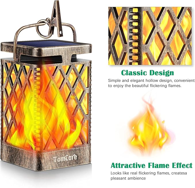 TomCare Solar Lights Outdoor Flickering Flame Solar Lantern with Upgraded Bright Solar Pathway Lights | Lumora